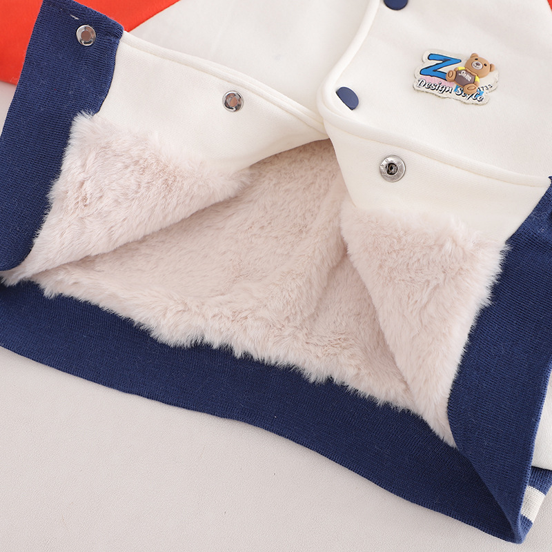2023 Herbst/Winter Jungen Baseballanzug mit warmer Kleidung für Mädchen Winter Einteiliger Plüsch Baby Lamm Fleece Mantel_voghion.com