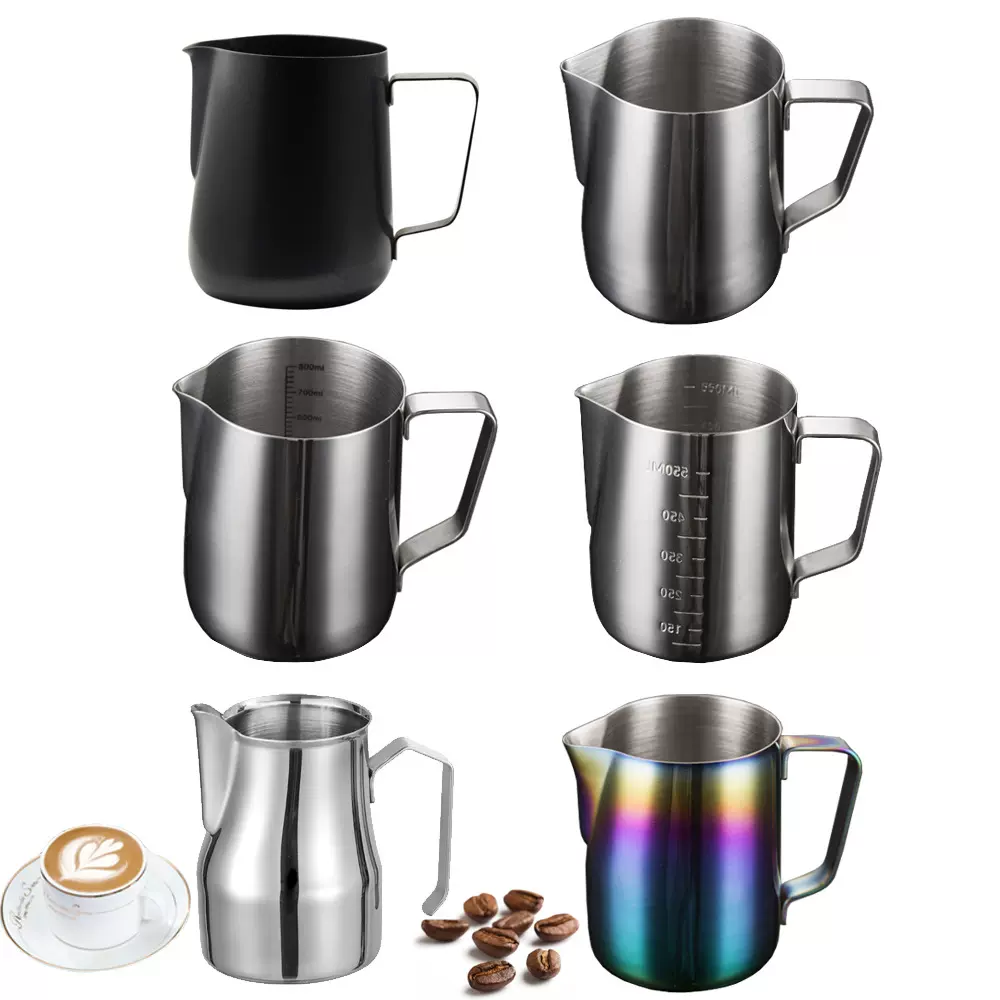 厂批咖啡拉花杯带刻度拉花缸尖嘴咖啡杯拉花器具家用奶泡杯350ml