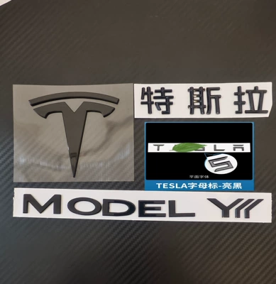 and Rear Body Lettering Logo — Car logo - 25-26-models-of-renewed-yl-can-be-shipped-on-behalf-of-others-front-logoteslachinesemodelyl-bright-black