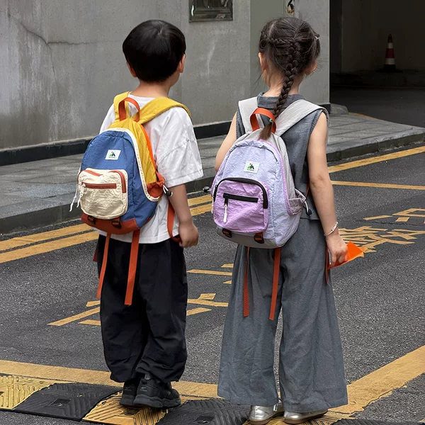 Children's Backpacks, Trendy Contrasting Colors, Korean Style, Lightweight, Boys and Girls, Kindergarten School Bags, Women's Casual Fashion Small Backpacks