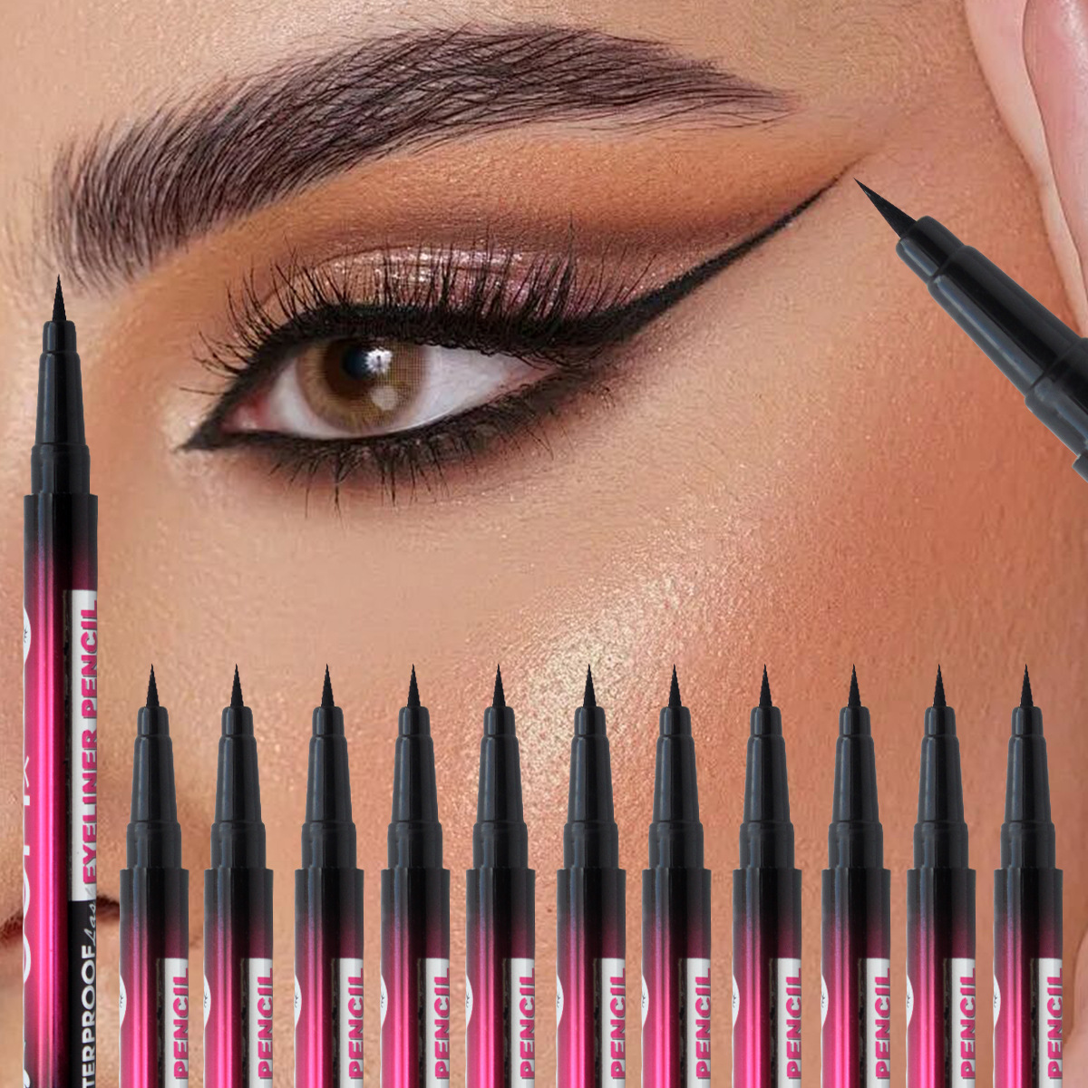 36H Black Eyeliner Pen Waterproof, Sweat-Proof, Long-Lasting, Non-Smudging, Quick-Drying Liquid Eyeliner Pen, Wholesale Makeup