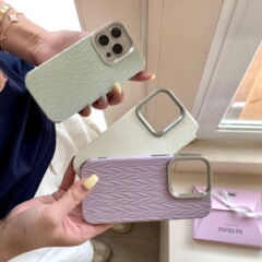 大孔立体绒布麦穗纹适用iPhone17手机壳电镀肤感苹果16防摔保护套