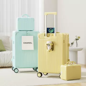 2023 New Vintage Luggage Case Female Trolley Case Male Student Travel Case Universal Wheel Leather Case Functional Password Box - ShopShipShake