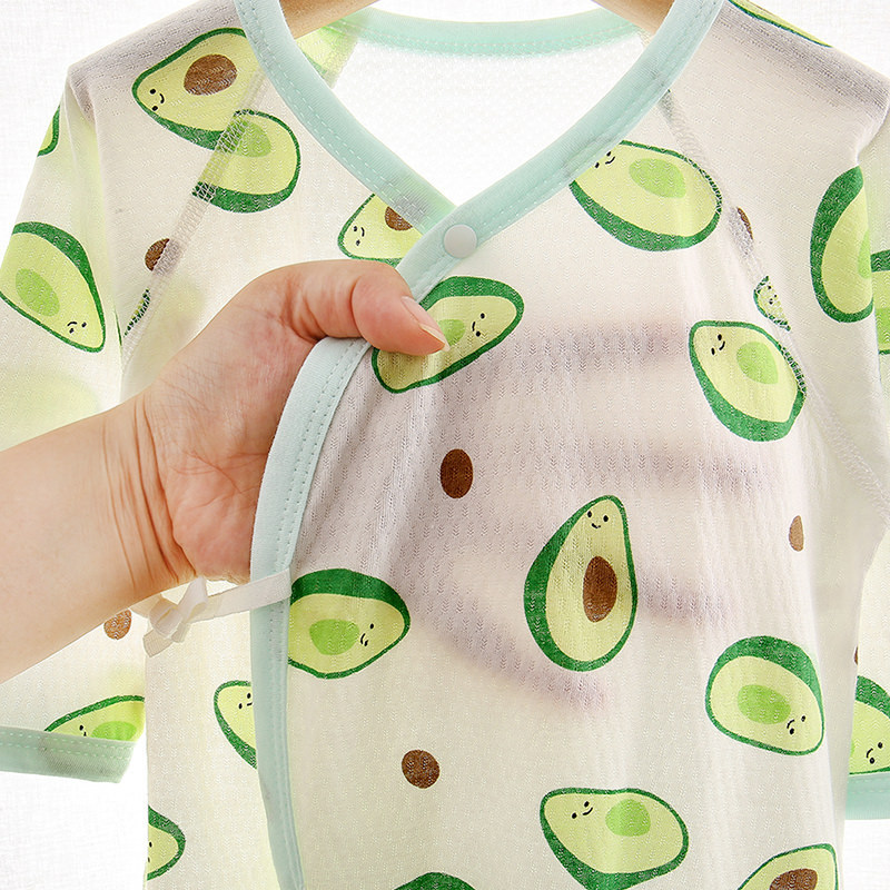 Newborn baby jumpsuit summer long sleeve air conditioning clothing men's and women's baby breathable summer clothing thin a generation of hair