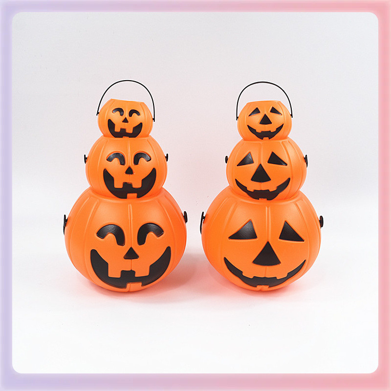 Halloween portátil calabaza barril decoración nocturna extraña lámpara de calabaza luminosa para niños dulces portátiles adornos de barril