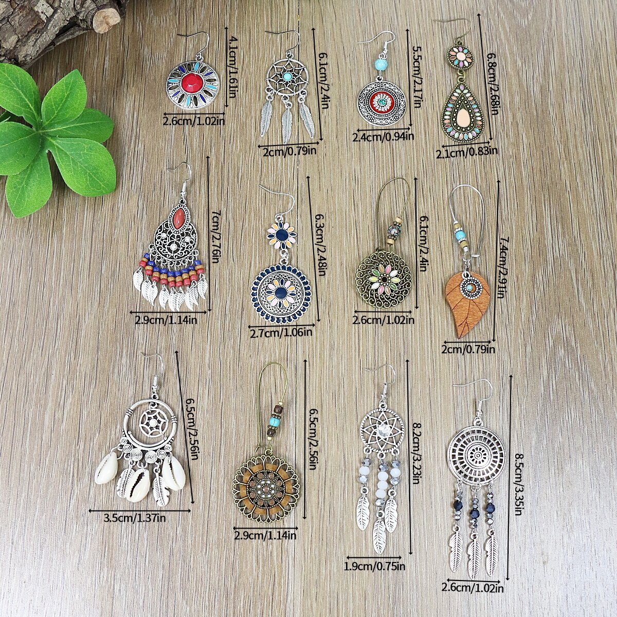 39g Weight Alloy Ear Needle Material 1 Set Retro Bohemian Water Droplets Flower Patchwork Zinc Alloy Drop Earrings