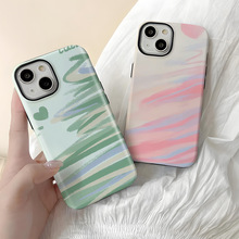 简约苹果17promax手机壳iPhone16彩虹涂鸦新品AIR男女防摔12外壳