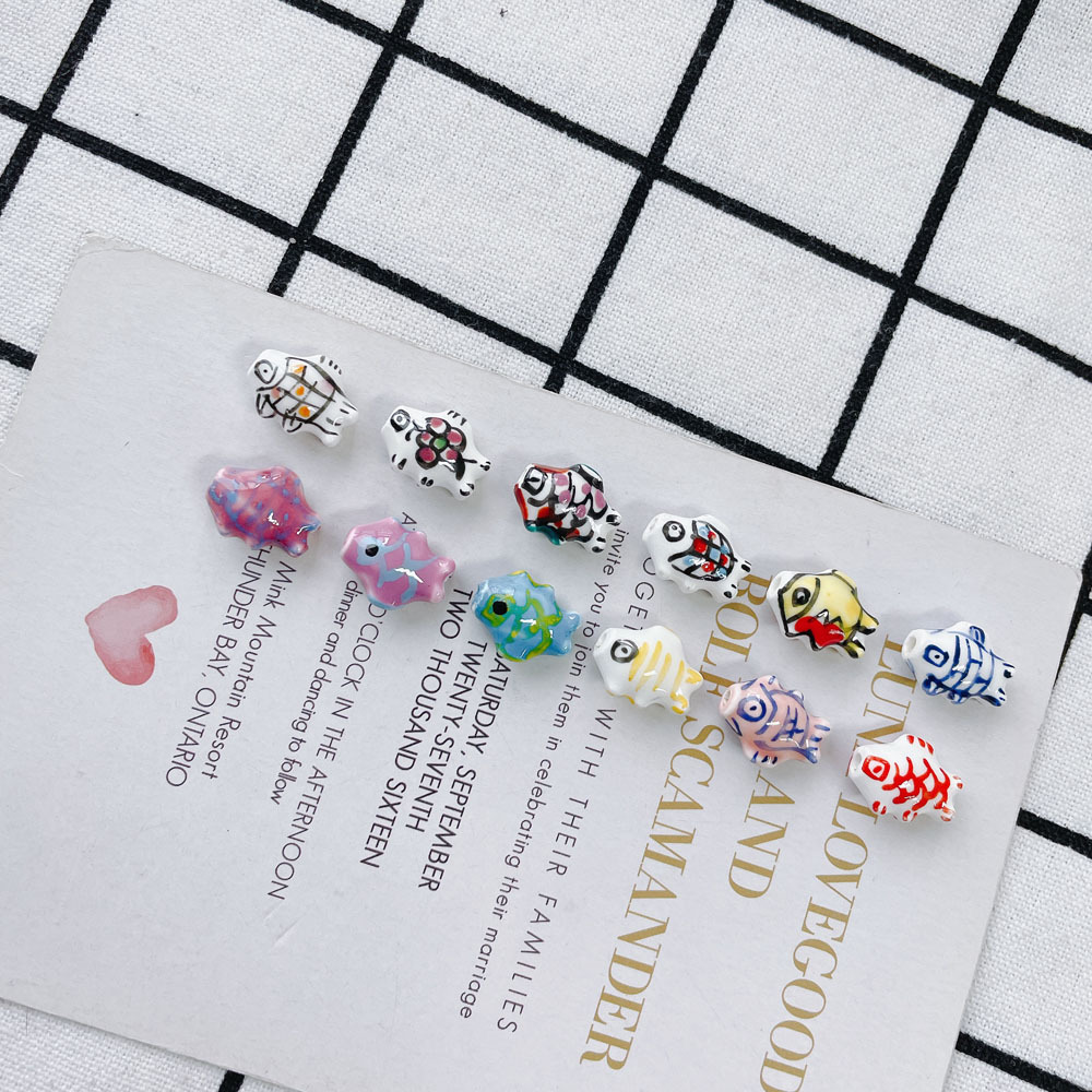 10 PCS/Package 15*12mm Ceramics Fish Jewelry Accessories Beads display picture 5