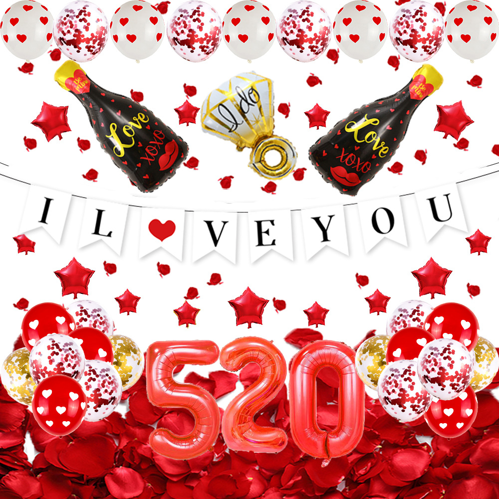 2024 nuevo Día de San Valentín decoración del partido carta tire bandera película de aluminio Digital globo decoración traje