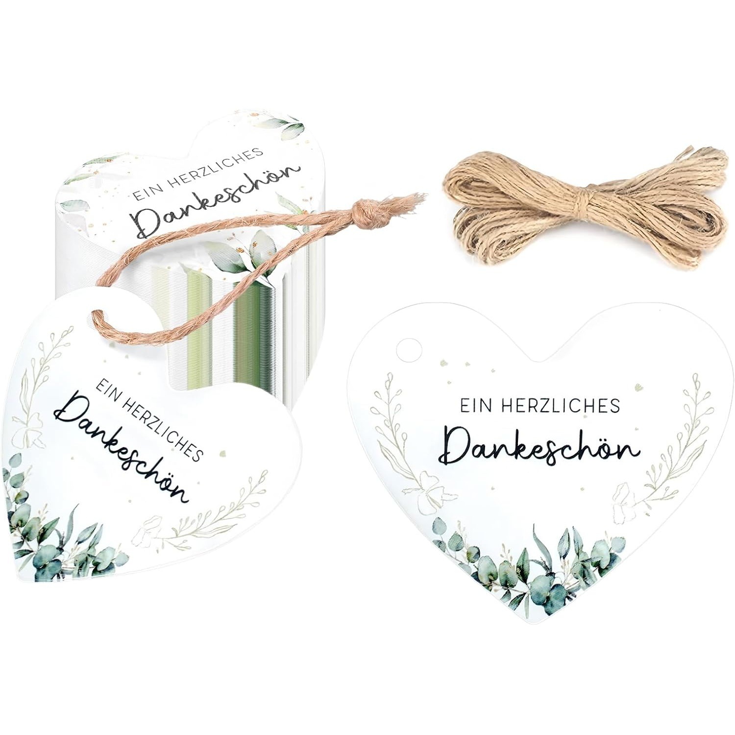 感恩心形标签5厘米婚礼婴儿派对用环保卡纸便签