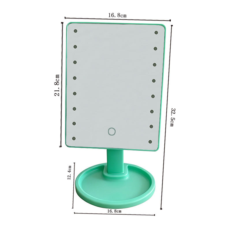 360 grados giratorio espejo de vestir LED táctil inducción comercial 16 lámparas espejo de vestir de escritorio de almacenamiento dormitorio espejo de vestir
