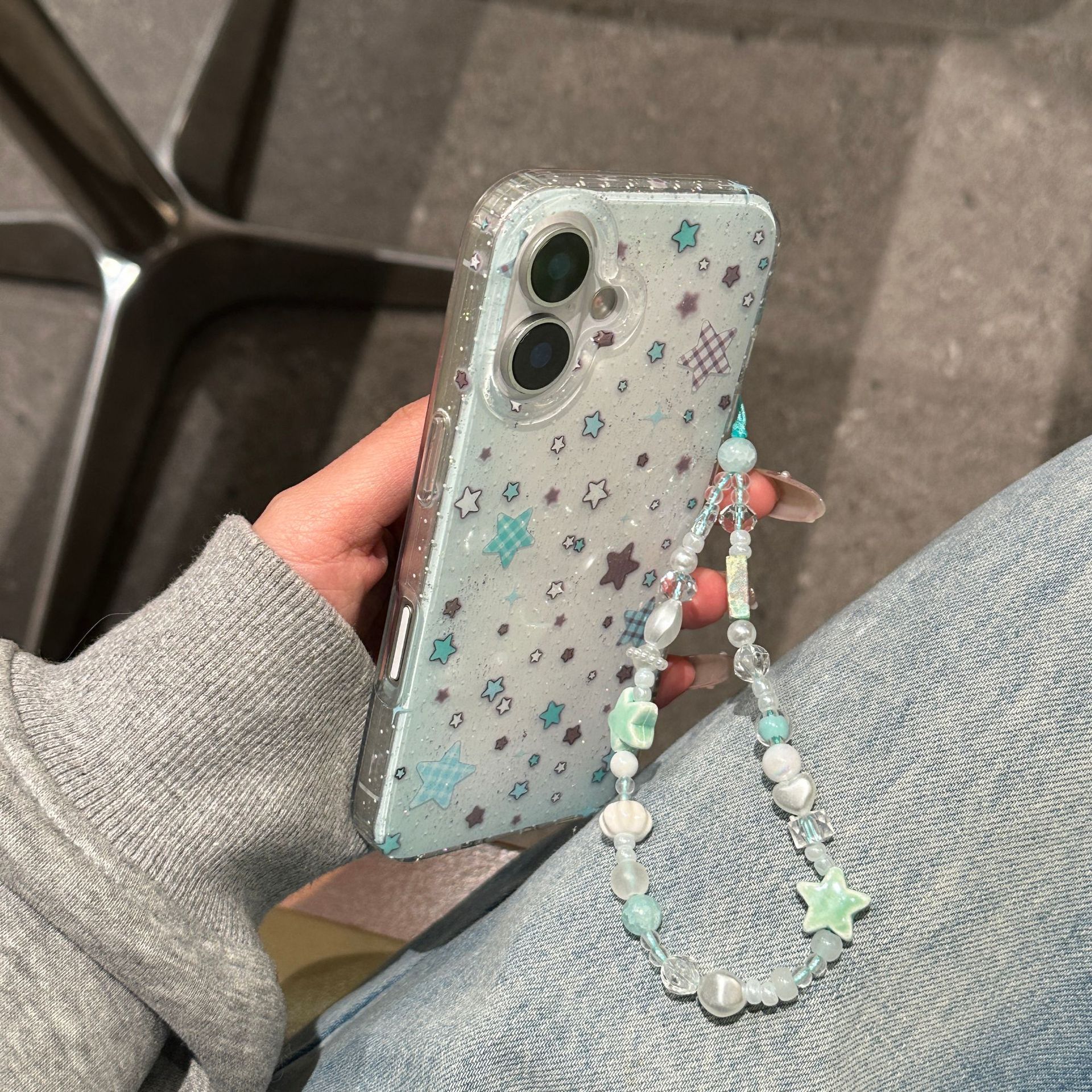 Brillante estrella de pantalla completa para Apple 15ProMax funda para teléfono móvil 16Pro cadena 14/13 pequeña fresca 16PM hembra