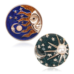 宮廷復古手工滴油太陽之神胸針星空雲朵琺瑯胸花銀河系系列配飾針