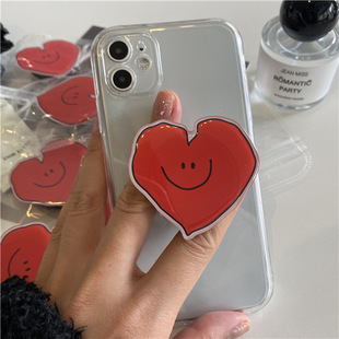 New South Korea Ins Red Love Smiley Mobile Phone Case Bracket for Apple Huawei 14 Universal Lazy Stand