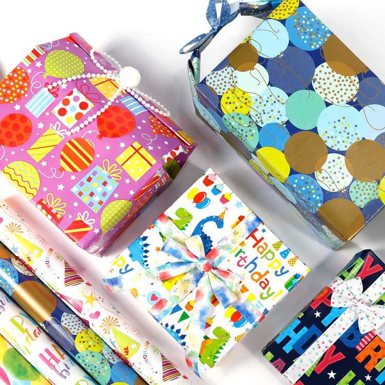 Transfronterizos para papel de papel de gran tamaño Happy Birthday Carton Wrapper Color Balloon Paper Gift Set Creativo
