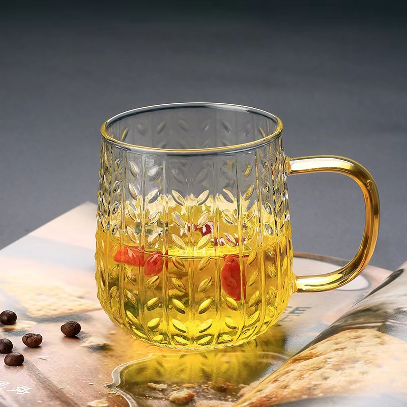 Wheat Scape Cold Water Pitcher High Borosilicate Glass Wheat Cup Juice Cup Household Transparent Glass Cold Water Pitcher Cold Water Cup