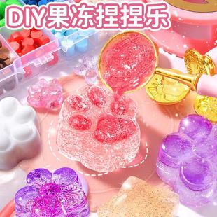 Color transparent jelly wax kneading music diy material bag suit mold children's decompression toy girl decompression artifact