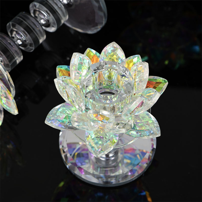 水晶莲花摆件高档欧式水晶烛台灯座水晶工艺品现货礼品家居装饰品|undefined