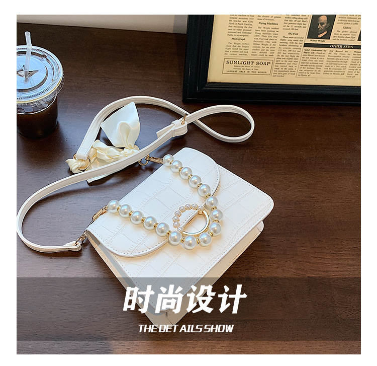 Fashion Solid Color Stone Grain Texture Pearl One-shoulder Messenger Tote Bag display picture 17