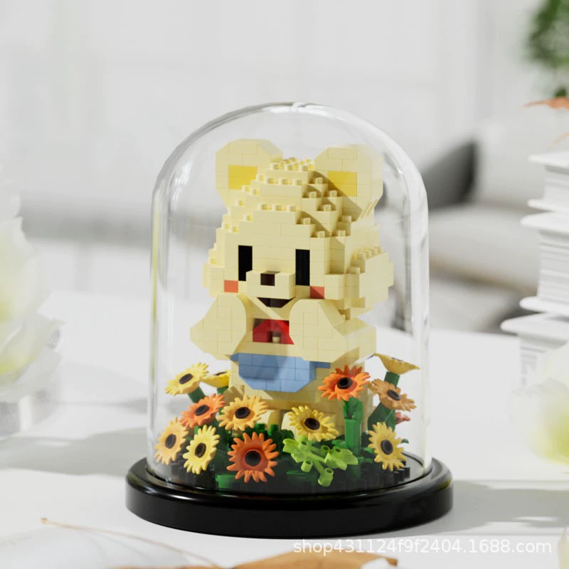 Набор элементов для вазоны (LEGO) — букет подсолнухов и роз, мини-демонстрационный купол, несколько моделей