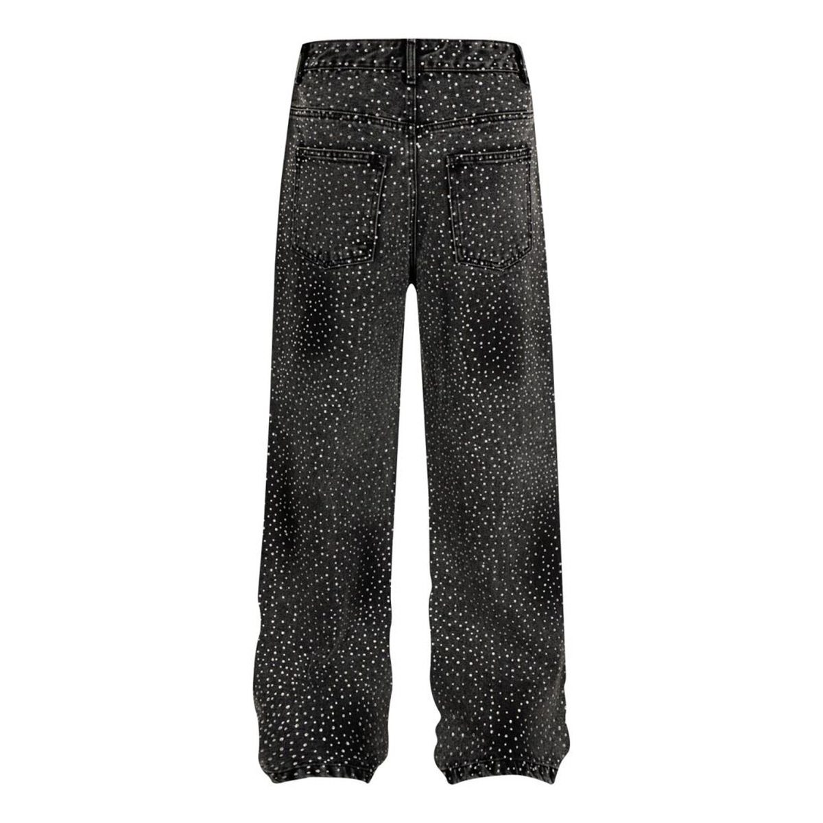 Retro American Chinese Style Couple Jeans Loose Wide Leg Floor Length Trousers With Rhinestones And Sparkles For Men Spring Autumn_mkmklike.com
