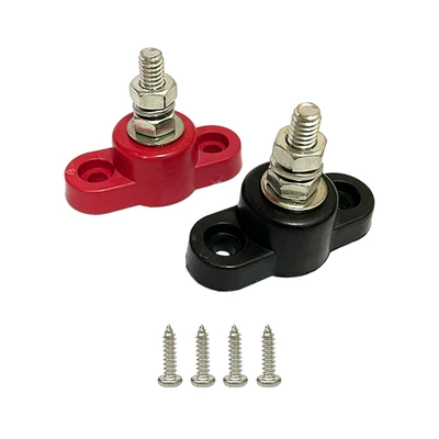 12V-48V British 5/16 3/8 single stud heavy stainless steel terminal modification universal accessories (Power supply, ignition system accessories) - british-14-red-and-black-one-line-column