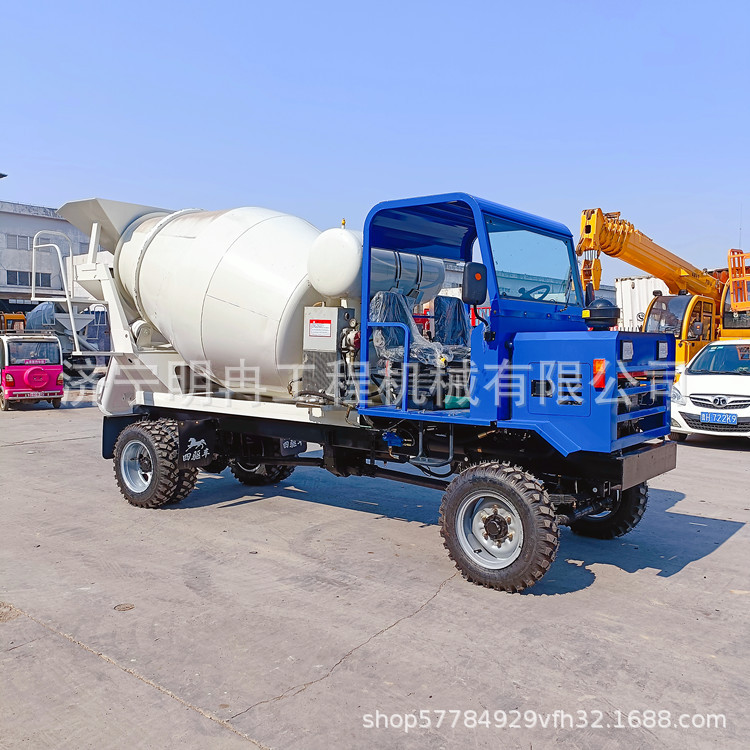 明冉四不像混凝土搅拌罐车 轮式砂浆搅拌机 2方农田水泥搅拌机
