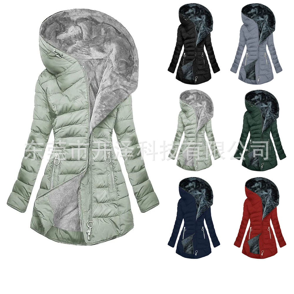 В наличии: Новинка 2025 года – женское хлопковое пальто, хит продаж на Amazon, приталенная куртка средней длины из хлопка с флисовой подкладкой и утепленным капюшоном.