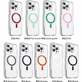 磁吸太空壳适用苹果16pro亚克力二合一IP15电镀按键手机壳无线