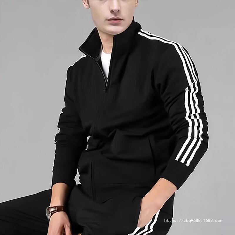 Ge Hua Picking up Leakage ~ Wear-resistant Dirty-resistant Jacket Men's Three-bar Sports Jacket Spring and Autumn Leisure Fashion Brand Stick