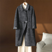 25秋冬新款双面羊绒大衣宽松单排扣韩版长款纯羊毛毛呢外套小翻领