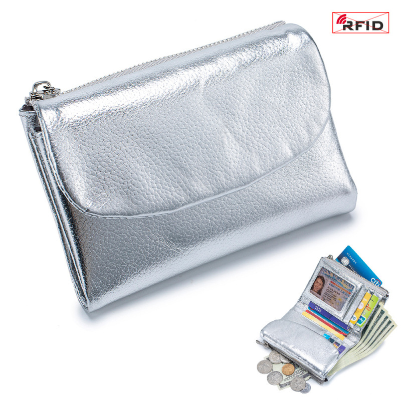 本革ショートウォレット RFID ファッション ソフトレザー質感 ハンドバッグ 女性用 大容量収納バッグ 一層牛革財布|undefined