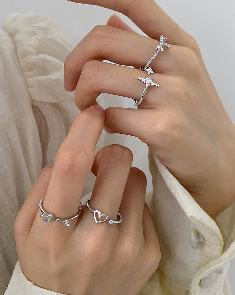 Bow Knot Pattern Women's Gender Simple Style Bow Knot Copper Inlay Zircon Rings