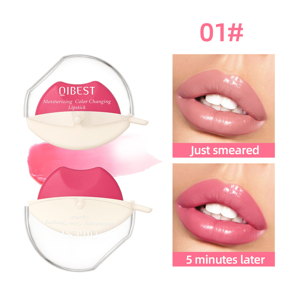 QIBEST lazy warm lipstick moisturizing moisturizing repair fade lip lines autumn and winter color changing lipstick makeup