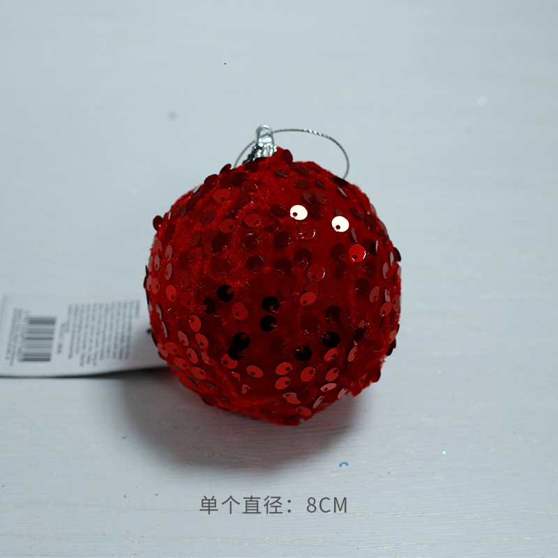 Decoraciones navideñas transfronterizas de 8cm redondas escamas de pescado navideñas vestidos de oro decoración láser bola colgante