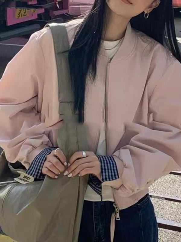 棒球服外套2025秋冬洋气时尚百搭拼接设计短外套女夹克上衣A7027|undefined