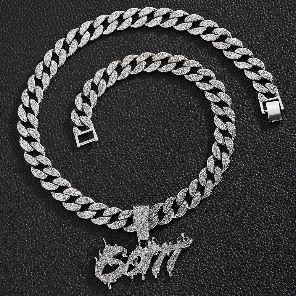 Europa y los Estados Unidos Hip-Hop lleno de diamantes cadena cubana llama Gott letras colgante collar accesorios de rap marca de moda para hombres al por mayor
