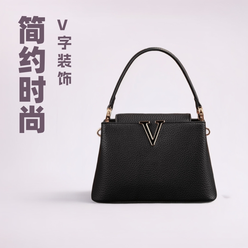 Nuevo poho2025 simple decoración en forma de V portátil estilo extranjero hombro de moda balde de moda bolsa de mujer