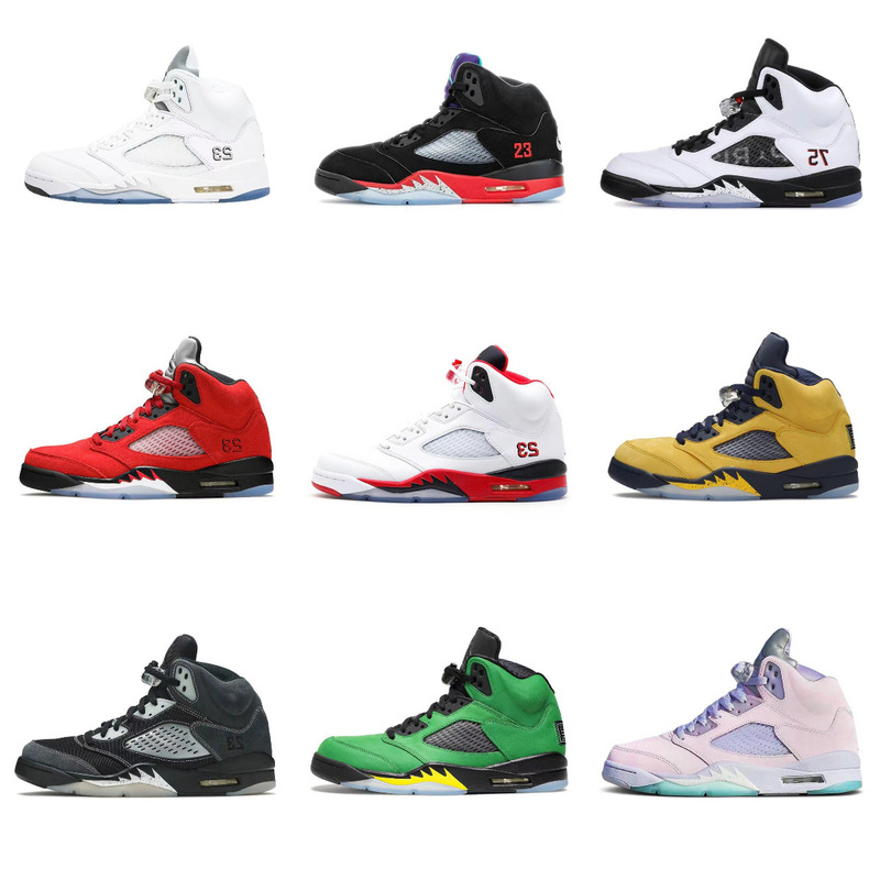 Joe Putian Shoes 5 Gray Sports Angry Aj5 Candy Basketball Shoes Yellow Black White Blue Bulls Men and Women Black Swan Chameleon Color-Changing