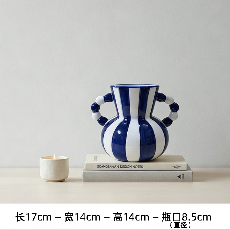 Vaso de rayas de orejas - azul