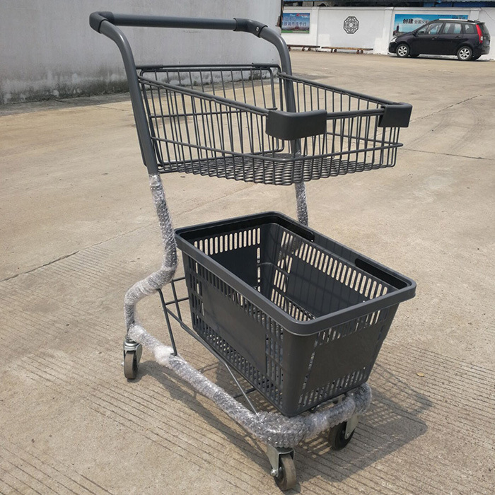 超市购物车商场手推车双层家用购物车摄影道具网红店装饰ktv推车