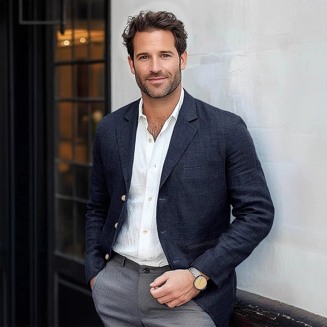 2025 весна и осень новый европейский код мужской пиджак повседневный сплошной цвет хлопчатобумажный пиджак трансграничный мужской топ