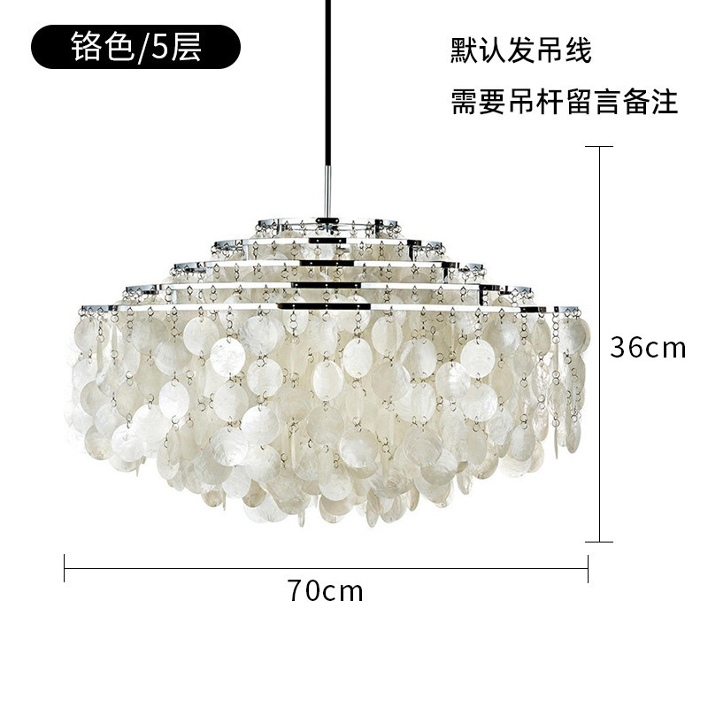 Diámetro 70cm - Cuerpo de la lámpara de cromo + concha blanca
