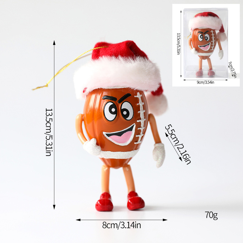 新しいクリエイティブペンダントバスケットボールサッカーラグビーファニーエクスプレッションクリスマスツリー装飾クリスマスギフトペンダント|undefined
