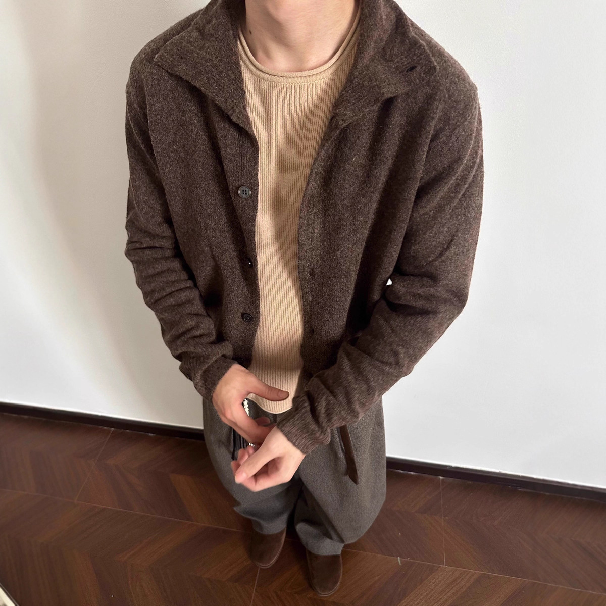 Literatura y arte versátil popular in simple Harajuku tendencia de moda nuevo suéter de cuello medio alto viejo estilo de dinero cardigan de punto