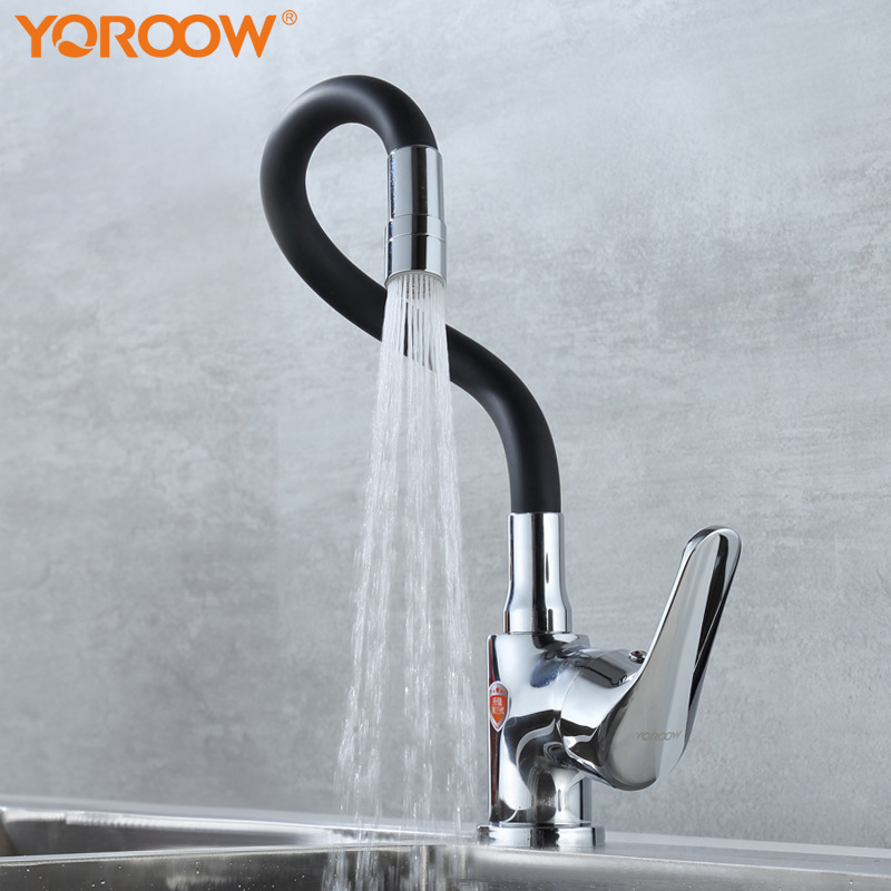 Foreign Trade Brass Body Black Hose Mixer Flexible Nozzle Hose Hot and Cold Water Kitchen Sink Faucet Foreign Trade Brass Body Black Hose Mixer Flexible Nozzle Hose Hot and Cold Water Kitchen Sink Faucet