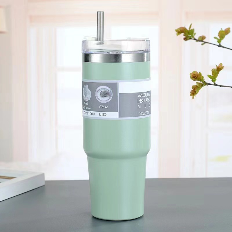 Vaso térmico de acero inoxidable 20/30oz aislamiento al vacío con pajita portátil para coche y viajes