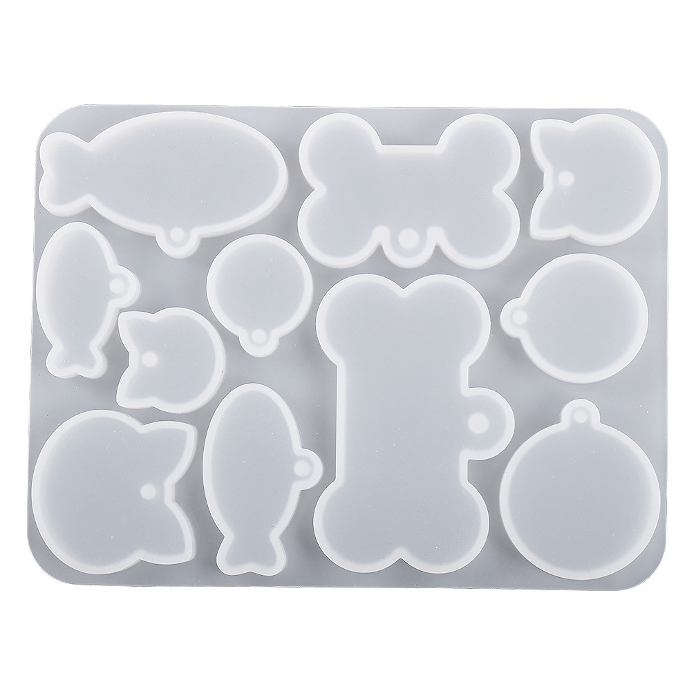 Nuevo multi-especificación lista de mascotas molde de silicona gatito cachorro cabeza de pescado hueso mascota anti-perdida placa de identificación epoxi molde