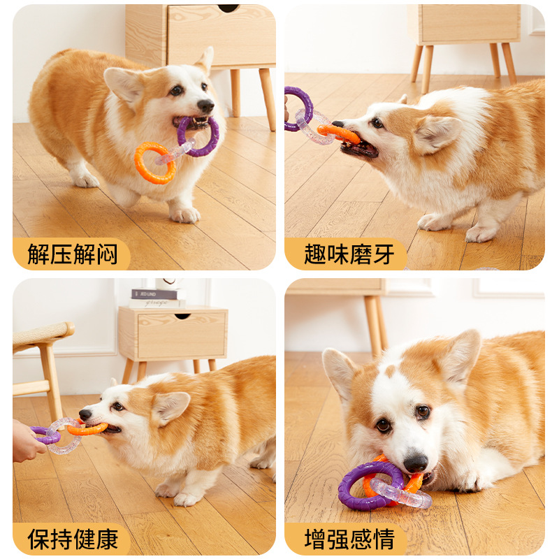 Juguetes para perros, anillo de tracción TPR, molares resistentes a morder, limpieza de dientes, alivio del aburrimiento, Bianmu Shiba Inu, suministros de entrenamiento para perros pequeños y medianos