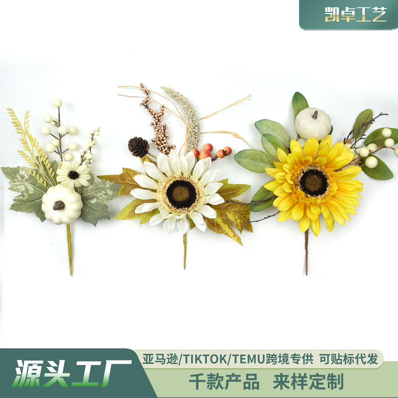 Customized Autumn Artificial Maple Leaf Cuttings, Harvest Festival, Thanksgiving, Sunflower Home Decoration, Pumpkin Autumn Decoration